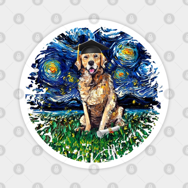 Golden Retriever Night Graduation splash version Magnet by sagittariusgallery